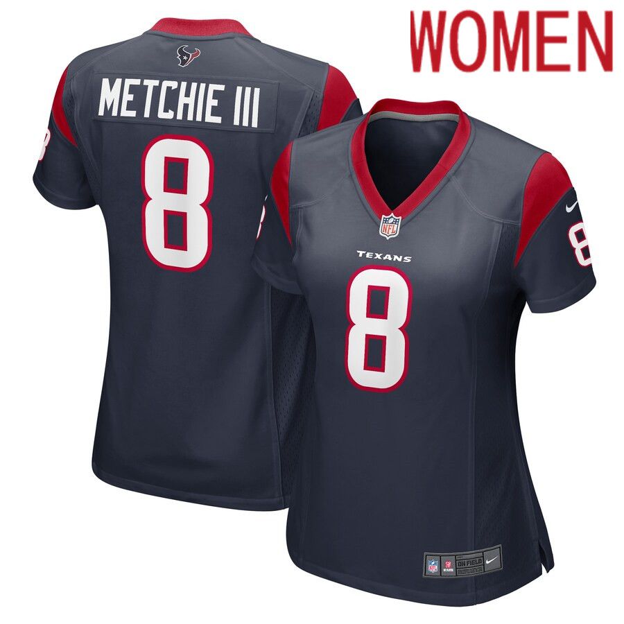 Women Houston Texans #8 John Metchie III Nike Navy Game Player NFL Jersey->women nfl jersey->Women Jersey